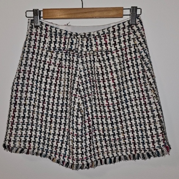 Leyden Tweed Houndstooth Raw Edge Skirt XS Multi - Picture 9 of 15